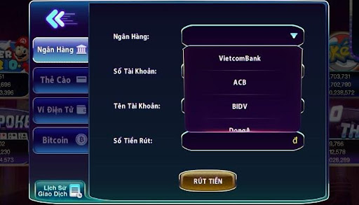 Hướng dẫn rút và nạp tiền Game bài đổi thưởng 789 9 Nạp tiền nhanh gọn qua tài khoản ngân hàng