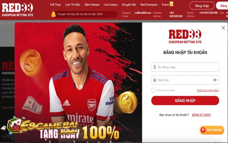 Nhà cái Red88 chuyên cung cấp dịch vụ giải trí cá cược.