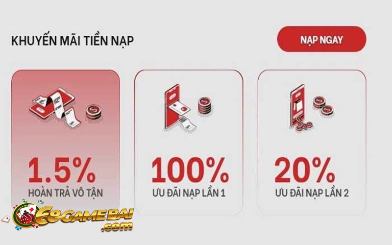 Thưởng 100% tiền nạp trong lần đầu tiên