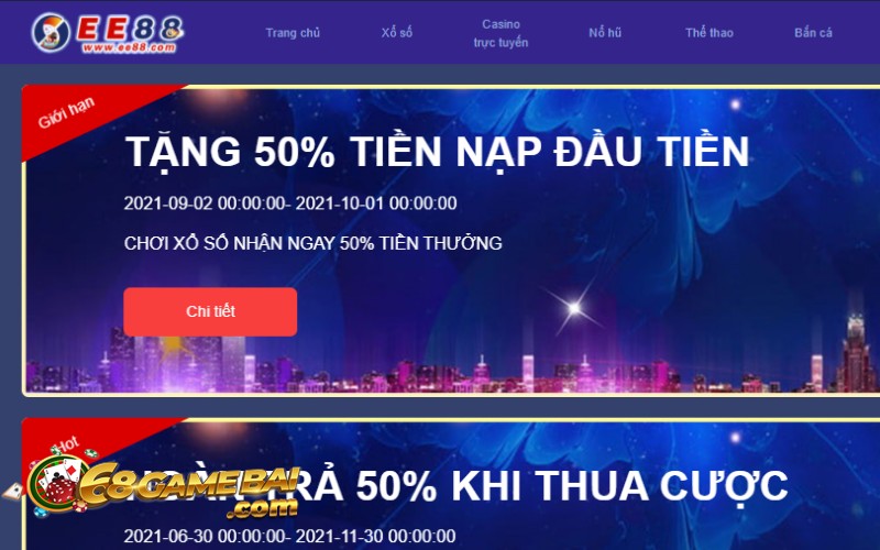 Khuyến mãi không giới hạn khi tham gia EE88
