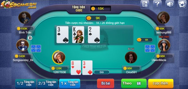 Luật so bài tại Poker Texas Hold'em 68gamebai
