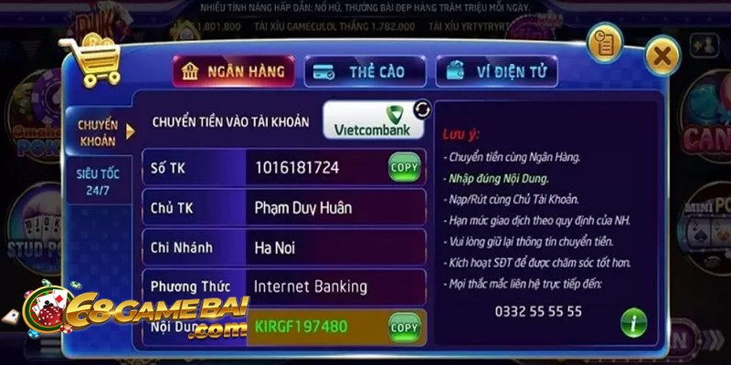 RikVip - Cổng game bài cá cược trực tuyến chuyên nghiệp 27 Thao tác nạp tiền nhanh chóng