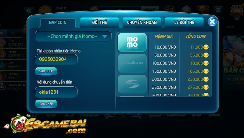 Săn hũ Bonvip Club - Thiên đường quay nổ hũ đỉnh cao 2022 8 Nạp tiền vào Bonvip Club
