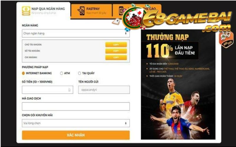 Cách nạp tiền vào tài khoản