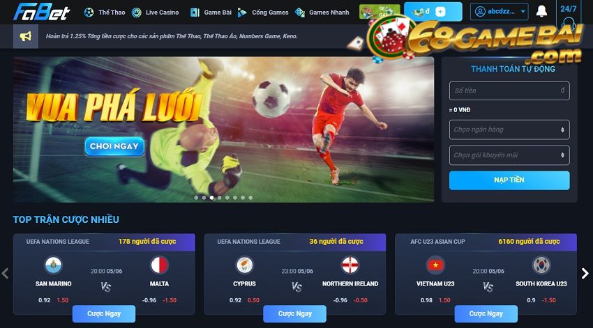 Fabet - Review chi tiết nhà cái Fabet uy tín số 1 thế giới 4 Giao diện hoàn mỹ của nhà cái Fabet