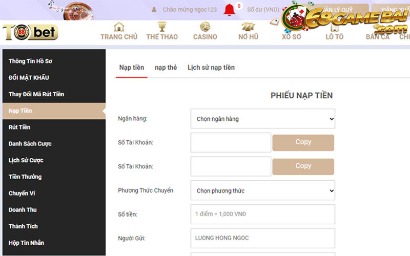 Tobet88 ⭐️ Sân Chơi Tobet88 Cá Cược Số 1 Cam Kết Uy Tín 10 Nạp rút tiền từ Tobet88 thông qua hướng dẫn chi tiết
