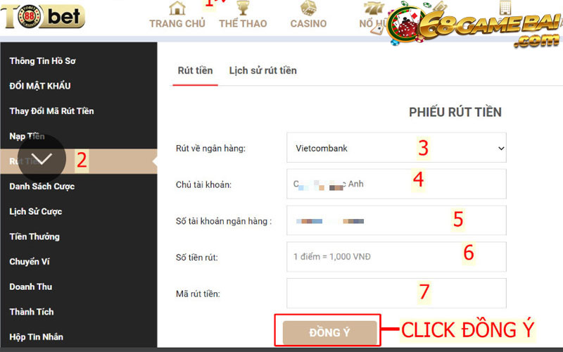 Tobet88 ⭐️ Sân Chơi Tobet88 Cá Cược Số 1 Cam Kết Uy Tín 11 Rút tiền từ nhà cái Bet88 về tài khoản