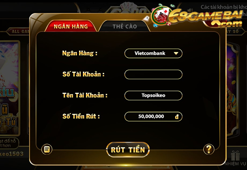 Chỉ hỗ trợ rút 1 chủ tài khoản từ cổng game Zowin