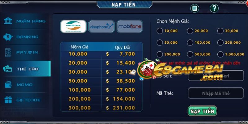 Chia Sẻ Hướng Dẫn Nạp Tiền B52 Đơn Giản Để Nhận Khuyến Mãi 3 Hướng dẫn nạp tiền tại B52 bằng thẻ cào