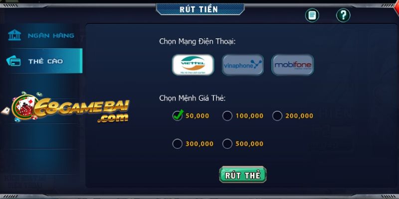 Hướng Dẫn Cách Rút Tiền B52 Về Tay Nhanh Chóng, An Toàn 3 Sử dụng thẻ cào điện thoại để rút tiền B52
