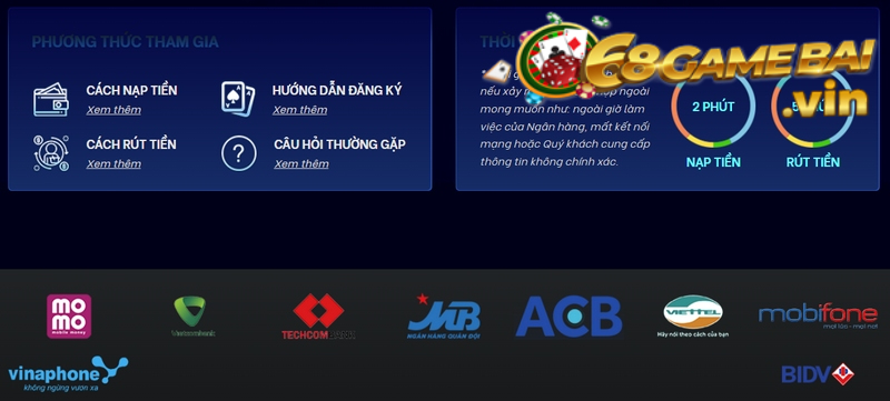 Saba68 - Cổng game uy tín gặt hái nhiều thành công nhất 7 Nạp rút tiền Saba68 nhanh chóng với nhiều phương thức