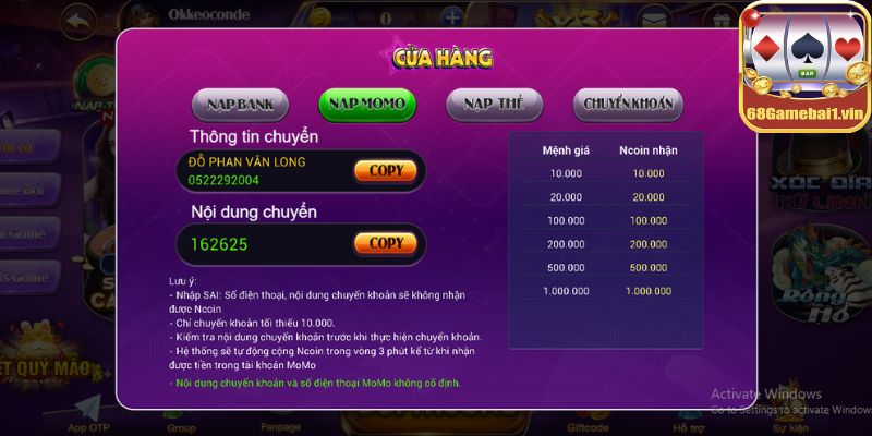 Hướng dẫn nạp tiền nohu52 nhanh gọn dành cho tân binh 6 Hướng dẫn nạp tiền nohu52 nhanh gọn dành cho tân binh