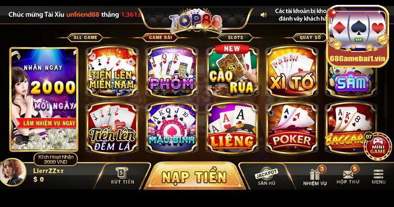 <strong>Mách bạn cách nạp tiền Top88 chưa đầy 1 phút</strong>