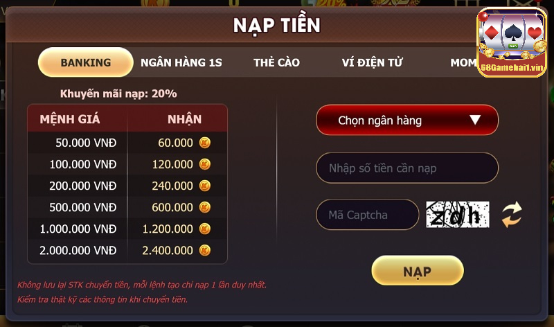 Hướng dẫn nạp tiền King86 nhận ngàn ưu đãi hấp dẫn 6 Hướng dẫn nạp tiền King86 nhận ngàn ưu đãi hấp dẫn